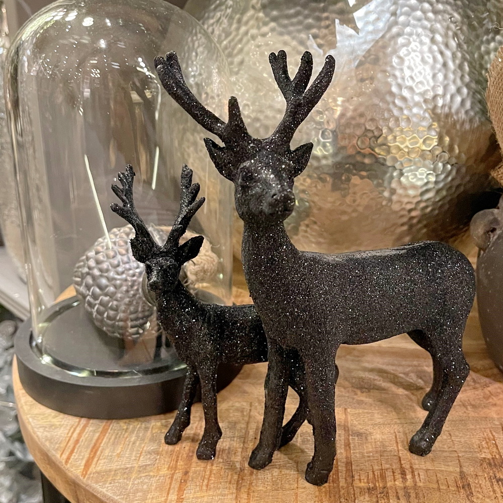 Hirsch schwarz mit Glitter cm 14,5 ca. Weihnachten
