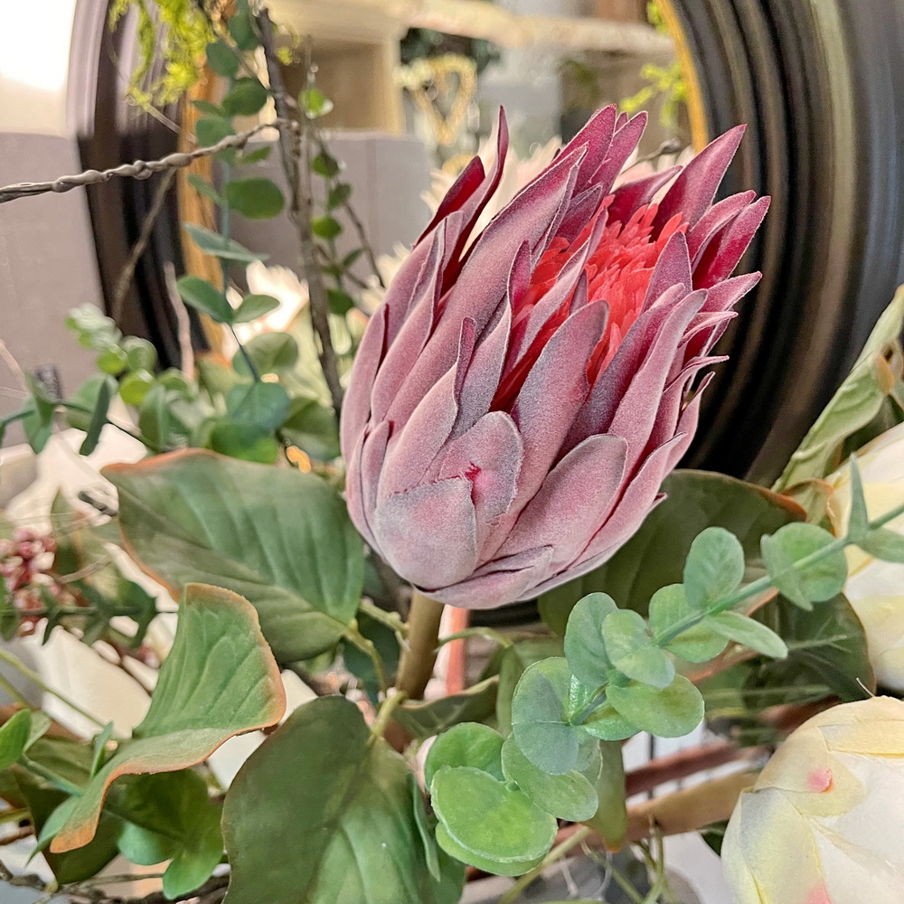 Queen Protea rot / Kunstblumen Pflanzen 58 cm ca