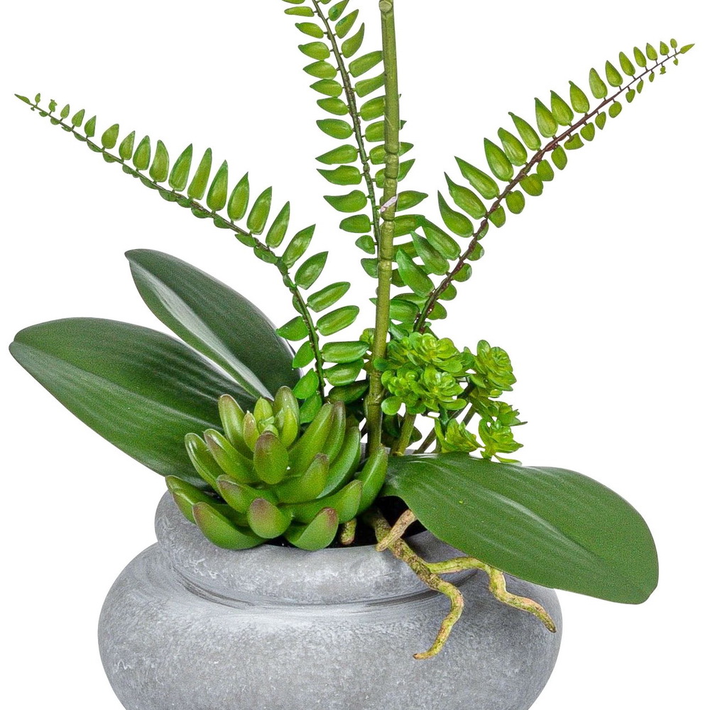 46 cm Sukkulenten Orchidee mit Kunstblumen grün/lila Pflanzen / im Topf ca.