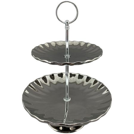 2-stufige Etagere Argent Keramik silber