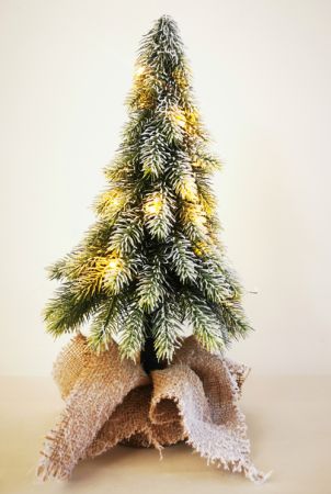 Tannenbaum beschneit im Zinktopf 