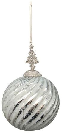 Weihnachtskugel Tannenbaum weiß/silber 