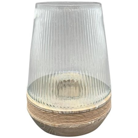 Windlicht Puri Glas/Holz für 8,5 cm Ø Kerzen